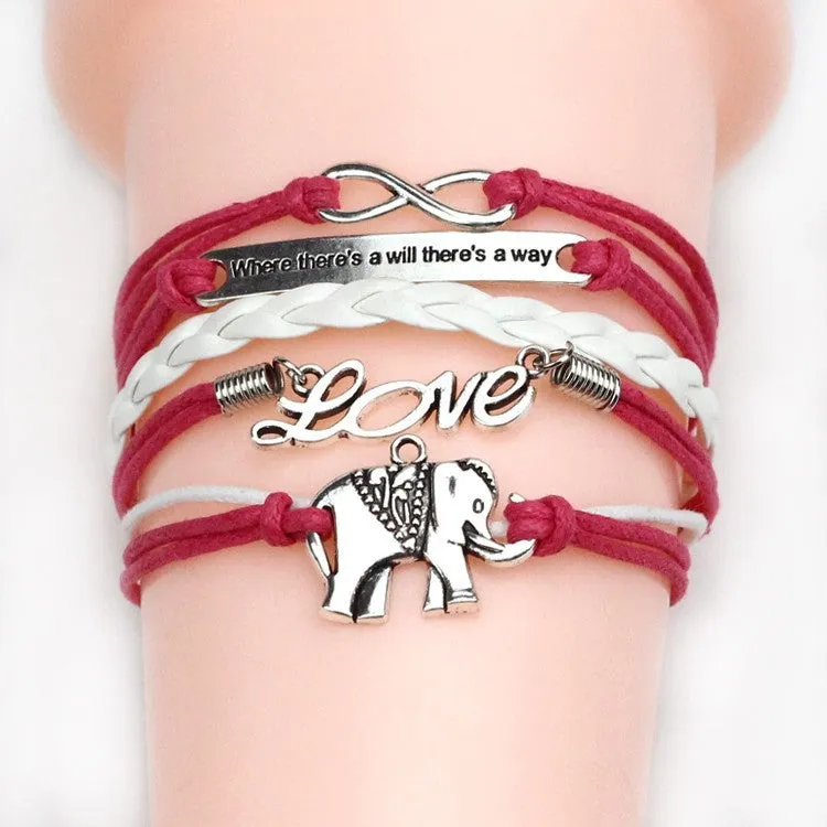 Vintage Anchor Love Bracelets & Bangles Owl Swallow Rudder Men Jewelry Leather Pulseras Women Vintage Set Charm Fashion