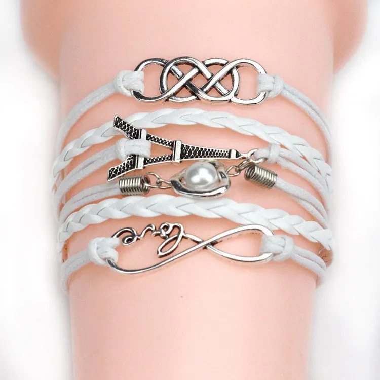 Vintage Anchor Love Bracelets & Bangles Owl Swallow Rudder Men Jewelry Leather Pulseras Women Vintage Set Charm Fashion