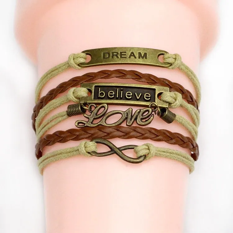 Vintage Anchor Love Bracelets & Bangles Owl Swallow Rudder Men Jewelry Leather Pulseras Women Vintage Set Charm Fashion