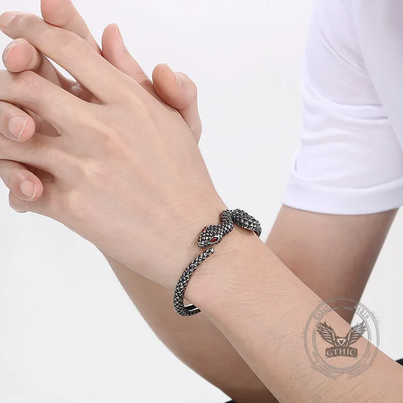 Vintage Red Eye Snake Shape Stainless Steel Bracelet