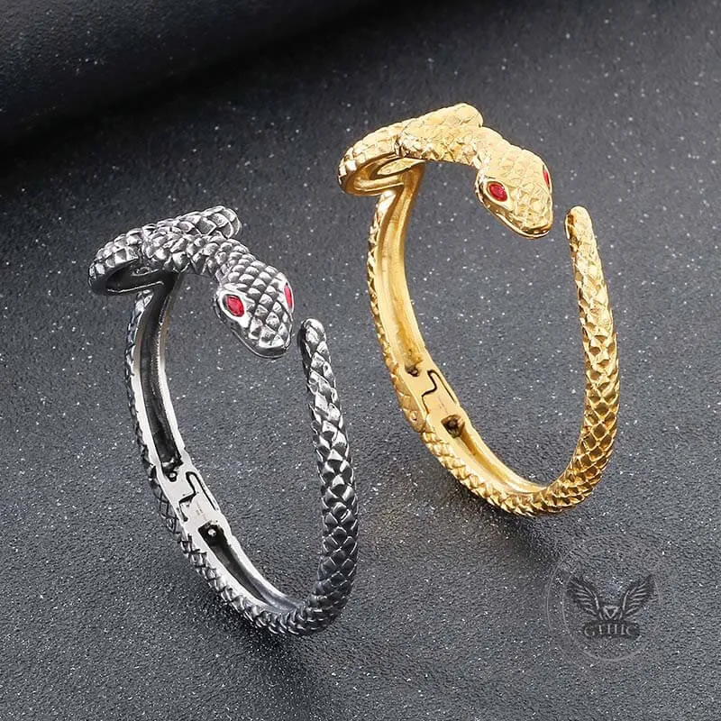Vintage Red Eye Snake Shape Stainless Steel Bracelet