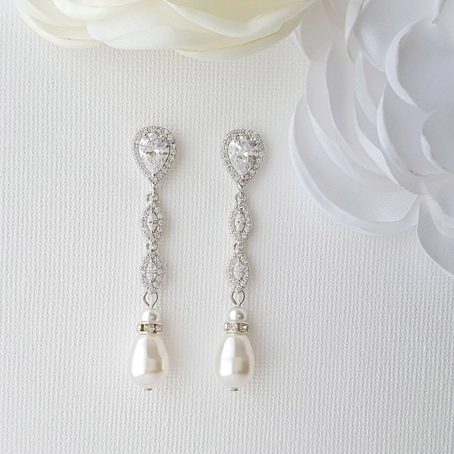 Wedding Clip On Earrings in Rose Gold-Abby