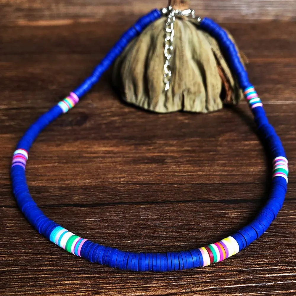 Wholesale Bohemian Clay Short Necklace Stacked Mixed Color Necklaces JDC-NE-YF202