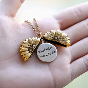 You Are My Sunshine Sunflower Necklaces For Women Rose Gold Silver Color