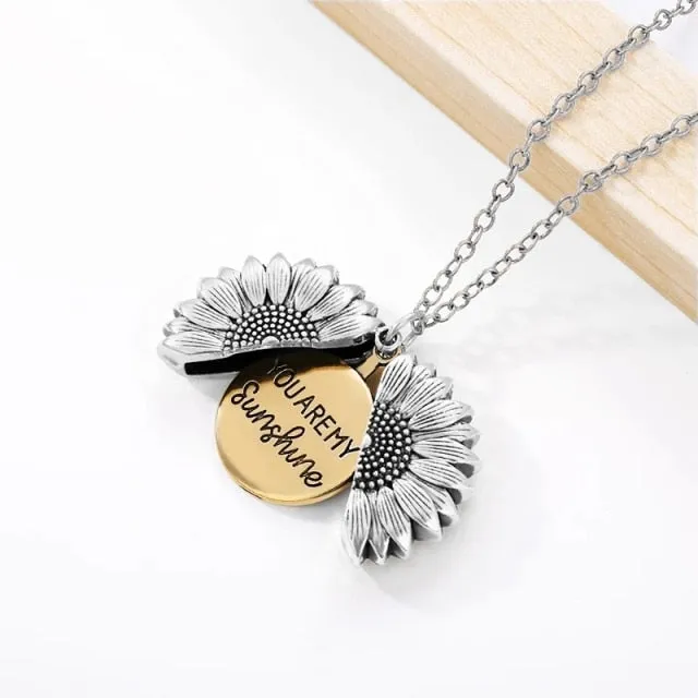 You Are My Sunshine Sunflower Necklaces For Women Rose Gold Silver Color