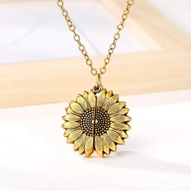You Are My Sunshine Sunflower Necklaces For Women Rose Gold Silver Color