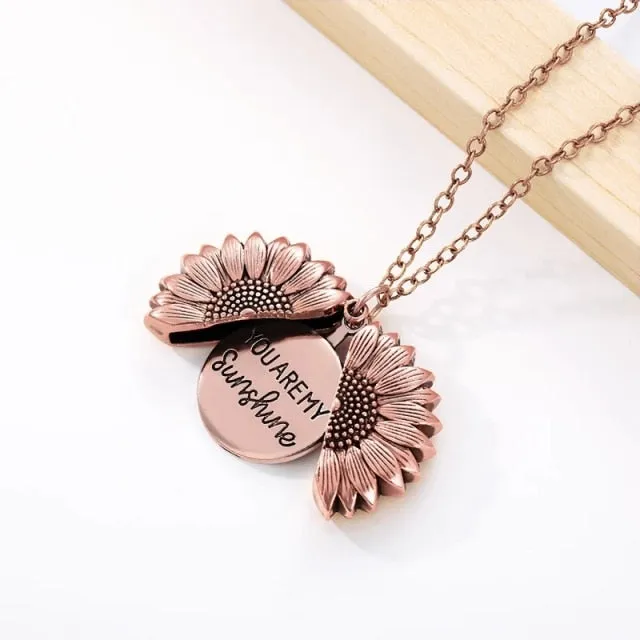 You Are My Sunshine Sunflower Necklaces For Women Rose Gold Silver Color